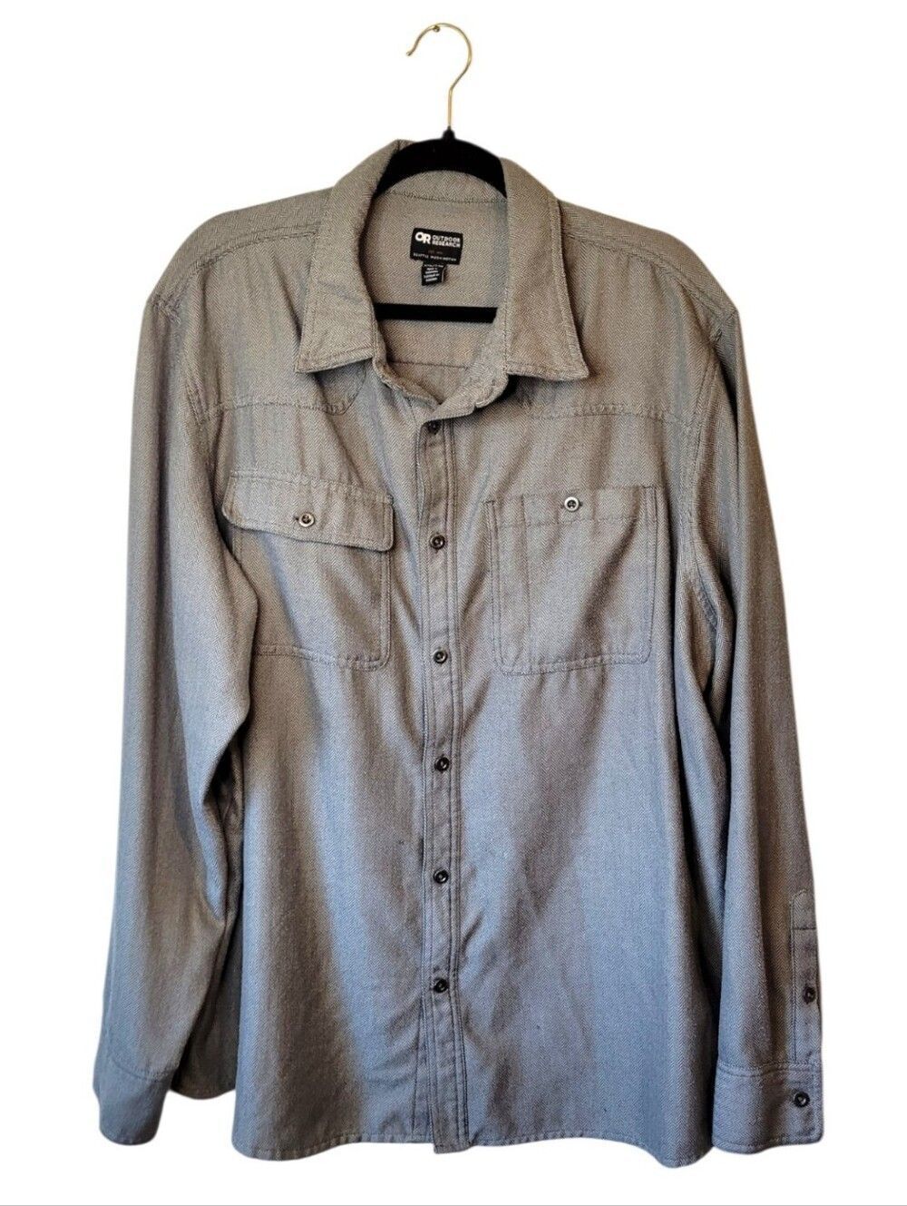 Outdoor Research Men's Feedback Flannel Light Gray Flannel Shirt Size XXL